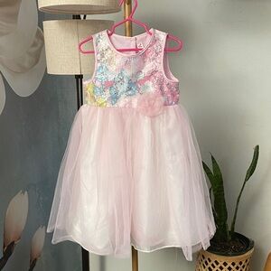 Cherokee Pink Floral Tulle Party Sequin Dress sz 4T
